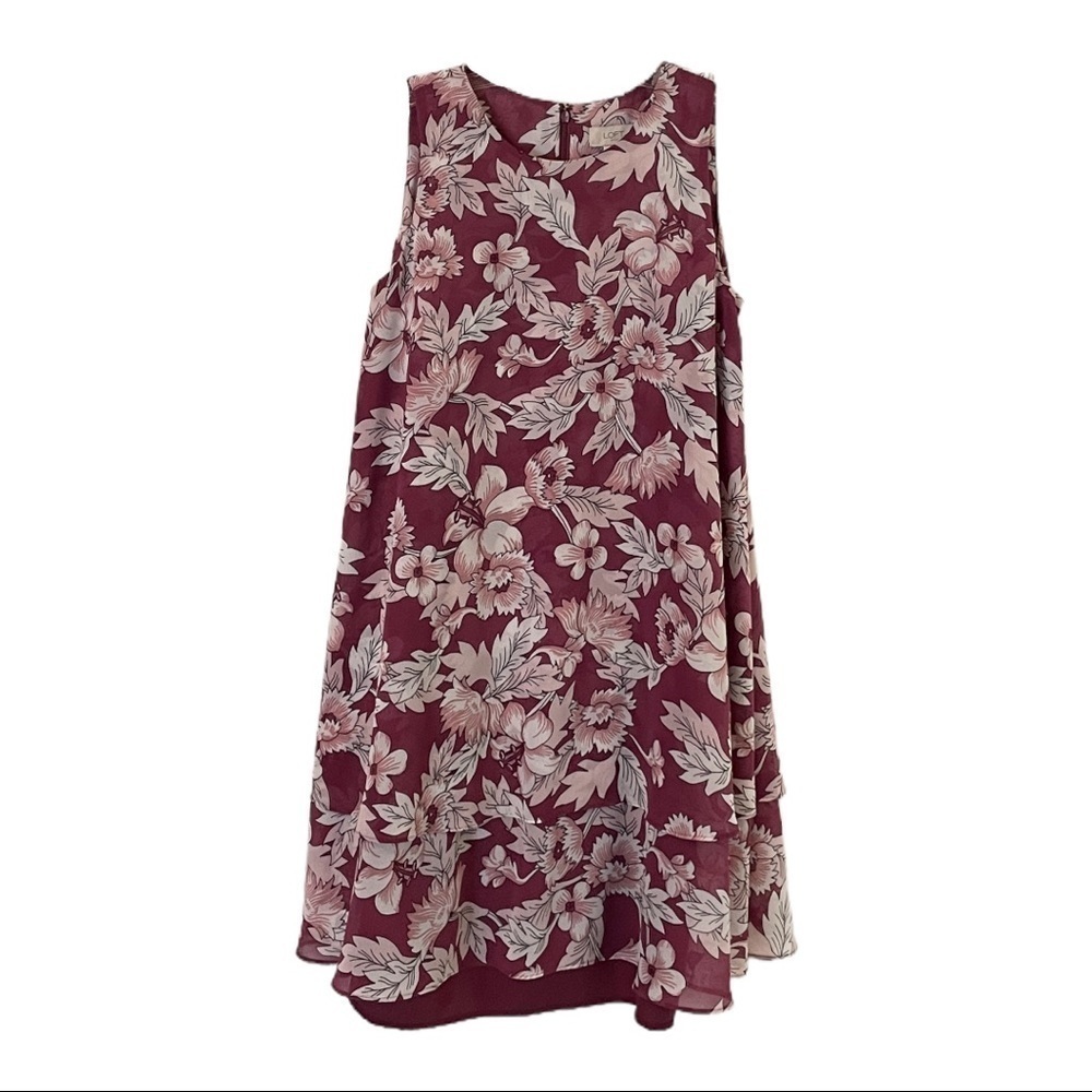 🌺 Ann Taylor LOFT Chiffon Floral Drape Layered Sleeveless Mini Dress Size M